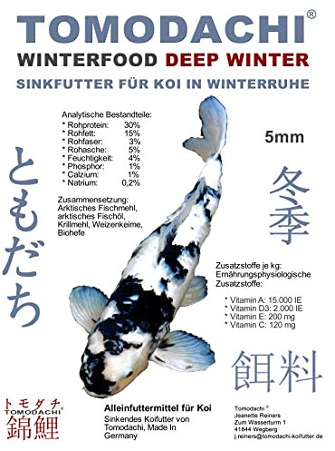 Koifutter Sinkfutter Koi Winterfutter sinkende Koi Pellets kräfteschonend Energiefutter für Koi mit arktischem Fischmehl Fischöl gut verdaulich bei Kälte Koisinkfutter 5mm 10kg
