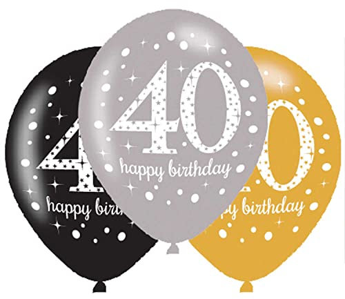 BALLOON pk6 27cm Age 40 Sparkl