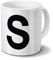 printplanet Tasse mit dem Buchstaben S - Motiv Letters - Trend, Modern, Kaffeebecher, Mug, Becher, Kaffeetasse - Farbe Weiß