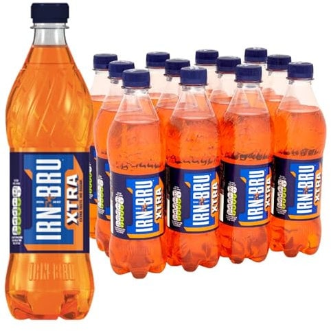 IRN-BRU XTRA, 12 Pack Zero No Sugar & Low Calorie Fizzy Drinks Multipack Bottles - 12 x 500ml Bottles