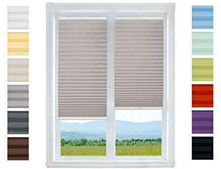 Plissee Rollo NACH MAß zum Anschrauben | TOP QUALITÄT Pearl Stoffkollektion | Halterungen zum Schrauben | Faltrollo Jalousie, Sichtschutz, Sonnenschutz Fenster (Grau, B: 91-100 cm, H: 91-110cm)