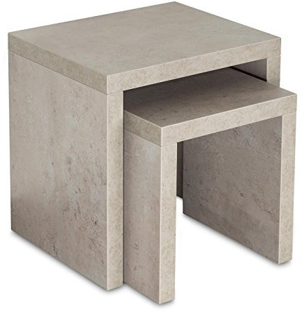 levandeo 2 Satztisch Betonoptik B x H x T: 44x44x36cm Grau Holz Beistelltisch Keine Montage fest verleimt Wohnzimmertisch Couchtisch