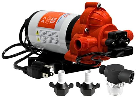 SEAFLO 33-Series Pompe à pression d'eau industrielle avec prise d'alimentation pour prise murale – 115 VAC, 3,3 GPM, 45 PSI