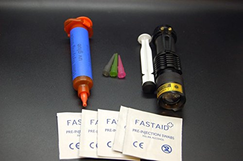 Olax 10 ml d'épaisseur - Colle épaisse - Colle à mouches - Kit avec lampe de poche UV zoomable.