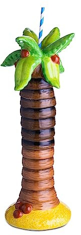 bar@drinkstuff Ceramic Palm Tree Tiki Mug 22oz / 630ml, Single, Brown/Green
