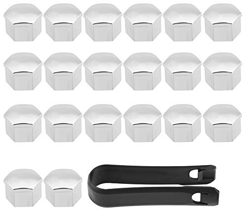 Keenso 20Pcs 17mm Radkappen Universal Autoreifen Radnabenabdeckungen Radmutter Bolzen Schraubenabdeckung Schutzkappe Silber