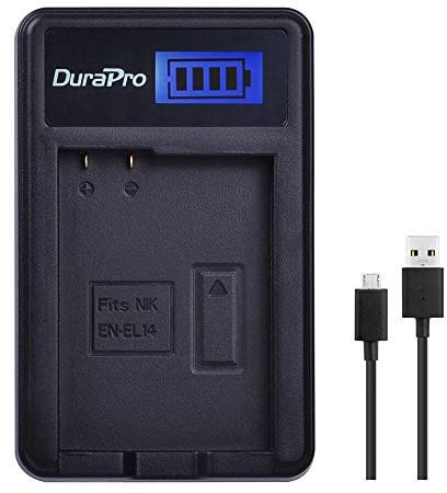DuraPro Rapid EN-EL14 LCD USB Charger for Nikon EN-EL14, EN-EL14a and Nikon P7000, P7100, P7700, P7800, D3100, D3200, D3300, D5100, D5200, D5300, D5500
