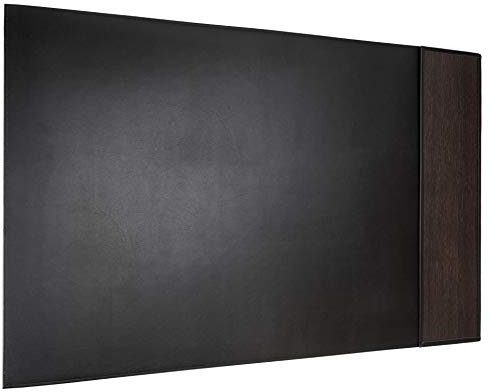 Schreibtisch-Unterlage TOM für Linkshänder | Echt-Holz und Rindleder | Schreibunterlage Büro | By Sebastian Sturm (Räuchereiche, 32,5 Zoll (700 mm x 440 mm))