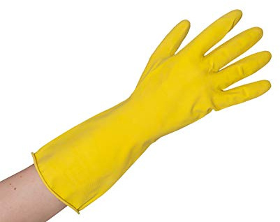 BICAP 12 Paar Gummihandschuhe gelb - Größe M (8) - Haushaltshandschuhe aus Latex gelb - lebensmittelgeeignet - EN 388 EN 374