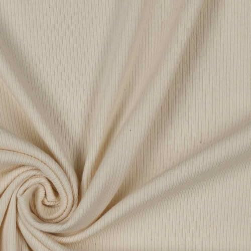 Weicher Jersey, Rippenjersey mit Struktur, Natur, Meterware, 50 cm