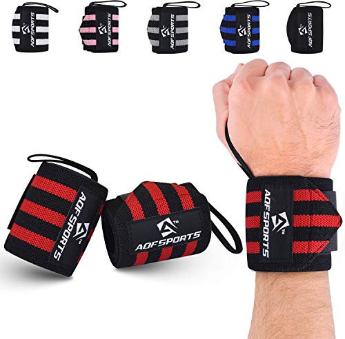 AQF Handgelenk Bandagen Fitness, 45cm Gym Bandage Handgelenk, Handgelenkstütze Bandagen Krafttraining, Bodybuilding Handgelenkbandage, Powerlifting Wrist Wrap Für Herren & Damen (Rot/Schwarz)