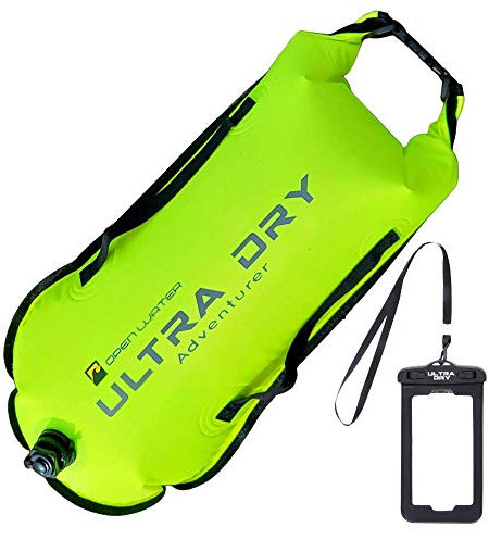 Swim Buoy Tow Floats for Open Water Swimming Highly Visible Swim Float Dry Bag with Adjustable Waist Belt, Carry Strap, Waterproof Phone case Included with Tow Float for Triathlons 28l Green