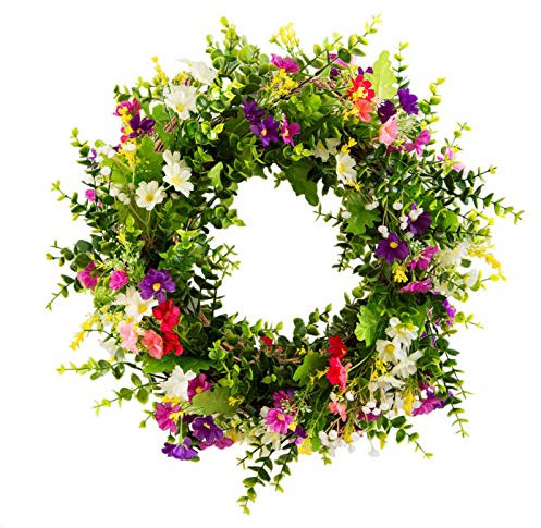 HooAMI 45cm Künstliche Türkranz Deko Kranz Dekorative Blumenkranz Wandkranz Für Frühling Sommer Alle Jahreszeiten Wanddekoration Hochzeitsfeier Festival Dekor
