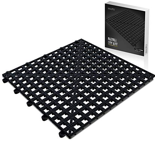 Esatto 6 Pack Interlocking Shelf Mats 12″, Black – for Spills, Clean Bars, Stain Protection, and an Anti-Slip Surface