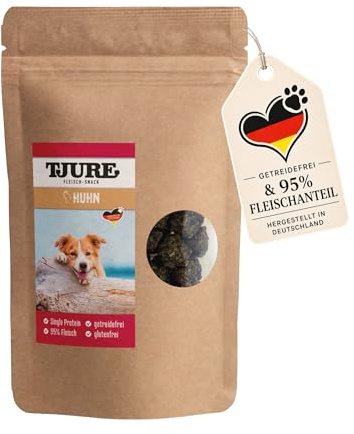 TJURE Hundesnack Huhn 150g | Hunde Leckerlis mit 95% Fleisch | Hundeleckerli getreidefrei & ohne Zusatzstoffe | Natürliche Belohnung für Zwischendurch | Ideal als Trainingsleckerli für Hunde