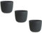 Gariella 3X anthrazit moderner Blumentopf mit Drainagesystem Pflanztopf-Kübel widerstandsfähig rund wetterfest Kunststoff Ø 12 cm