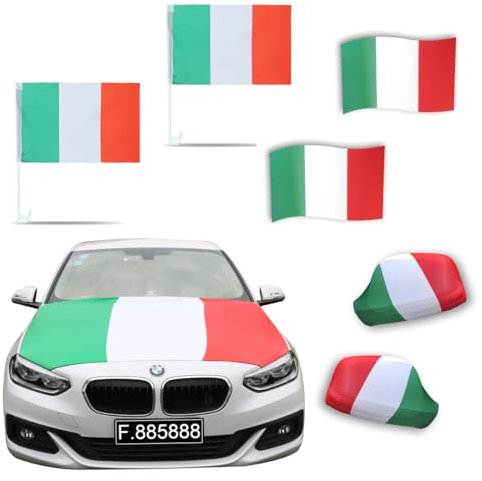 Sonia Originelli Auto-Fan-Paket EM Italien Italy Italia Fußball Flaggen Außenspiegel 3D Magnet Motorhaubenüberzug Größe Fan-Set-10-XXL