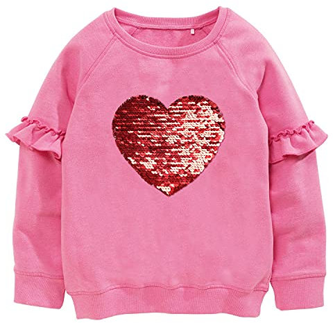 CM-Kid Sweatshirt Mädchen Langarm Shirt Pailletten Kinder Pullover Baumwolle 4 5 Jahre Herzform Rosenrot Gr.110