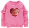 CM-Kid Sweatshirt Mädchen Langarm Shirt Pailletten Kinder Pullover Baumwolle 4 5 Jahre Herzform Rosenrot Gr.110