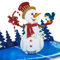 LIMAH® Pop-Up 3D Grußkarte/Hochwertige Weihnachtskarte/X-Mas Karte zu Weihnachten/in Blau/Motiv Schneemann mit einem Glitzer Hut und einem Vogel