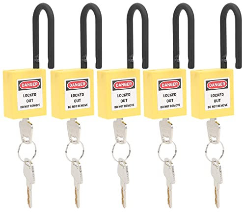 Verrou de consignation, 5 ensembles de verrouillage de consignation cadenas de sécurité rouge de consignation, cadenas de sécurité pour site industriel(jaune)