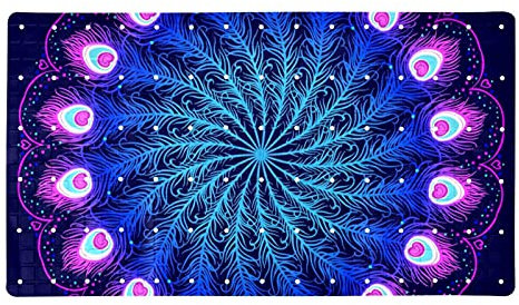 Vintage Runde Pfauenfeder Mandala rutschfeste Badteppich Matte Shag Dusche Badteppich saugfähig Badteppich für Badezimmer 40,6 x 71,1 cm