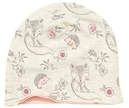 Kleine Könige Mütze Kinder Mädchen Beanie · Modell Fuchs Igel Cutie Pies beige, Altrosa · Ökotex 100 Zertifiziert · Größe 98/104 (KU 47-50)