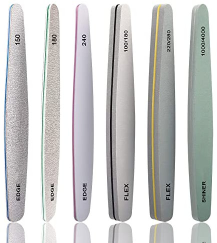 Traumarkeu 6 Pezzi Lima per Unghie a Doppia Faccia. Lima Professionale per Manicure,Modella,Sagoma e Ripara.File per Unghie 150,180,240,100/180,220/280,1000/4000