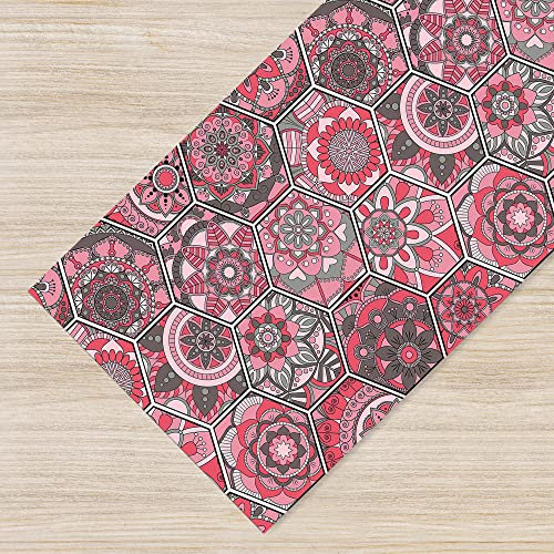 Il Gruppone Passione Casa Tappeto Cucina Antiscivolo Made in Italy Passatoia Antimacchia Multiuso Corridoio Soggiorno Lavabile in Lavatrice - 50x100 - Esagoni Rosa
