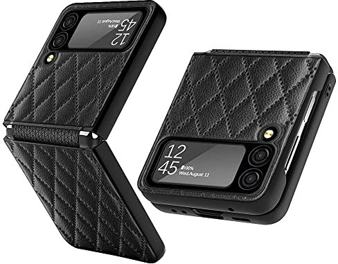 BeyondTop Schutzhülle für Samsung Galaxy Z Flip 3 5G, Painted Pattern Schutzhülle mit Klappdeckel Galaxy Z Flip 3, Schutzhülle für Samsung Z Flip 3 5G, Schwarz