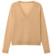 Maglione da donna in lana merino, casual, leggero, scollo a V, maniche raglan, lavorato a maglia, pullover allentato, Cammello, L