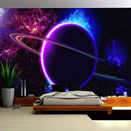 3D Mural Wallpaper Custom Universe Galaxy Space Planet Wallpaper Suitable For Living Room Tv Wallpaper Sofa Background Self-Adhesive Mural Peel And Stick Wall Posters Wall Art , 400 x 280 cm (WxH)