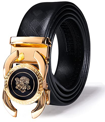 Barry.Wang Mens Fashion Herren Gürtel Echtleder Ratschenschnalle Nur 35mm Automatische Schnalle Lederband mode-Geschenkset für HerrenBusiness/Casual Gürtel, verstellbar