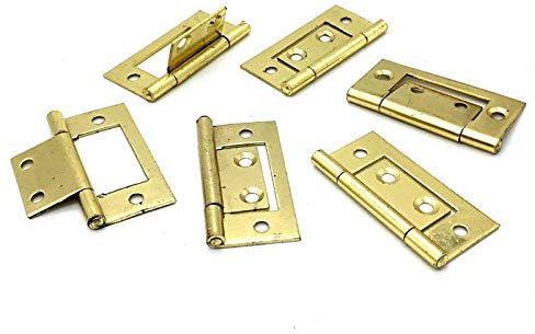 8 x Flush Hinges 50mm Polished Brass Effect Surface Mount Cupboard Door Hinge