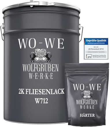 WO-WE 2K Fliesenlack Fliesenfarbe Bodenfliesen Basaltgrau ähnl. RAL 7012-10Kg