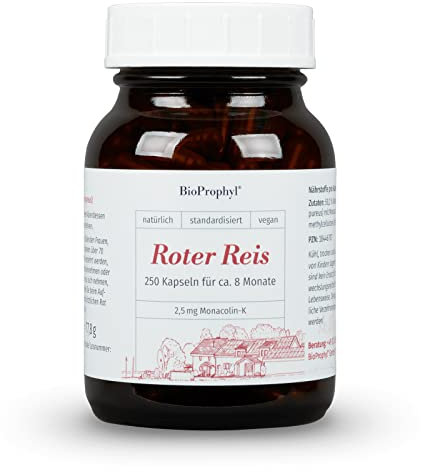BioProphyl® Roter Reis 2,5 mg Monacolin-K | 250 pflanzliche Kapseln für 8 Monate | frei von Citrinin