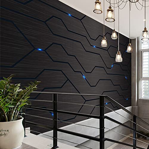 3D Black Metal Circuit Board Industrial Dekorative Tapete Technology Company Dekoratives Wandbild Gaming Hall TV Wandbild Tapete Wanddekoration fototapete 3d Vlies wandbild Schlafzimmer-200cm×140cm