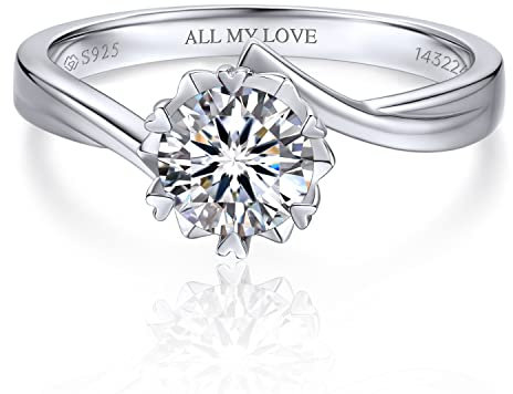 Personalisierter Moissainte Ring Frauen, 2 Karat Verlobungsring Damen Promise Ring Wedding Ring mit GRA Zertifikat Geschenk für Frauen -Größe61