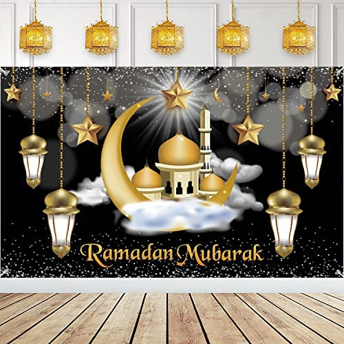 Ramadan Dekoration, Ramadan Mubarak Hintergrund Banner, Extra Große Ramadan Kareem Banner Eid Mubarak Hintergrund für Muslim islamische Party Ramadan Deko