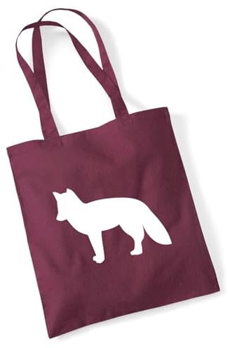 Huuraa Einkaufsbeutel Fuchs Silhouette Geschenk 10 Liter Burgundy Baumwolle Fuchs Überraschung