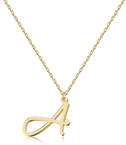 Elegant 18K Gold Script Initial Necklace - Personalized Letter Jewelry for Women, Handcrafted Stainless Steel Pendant, Gift for Anniversary, Birthday, Christmas, Graduation, Valentine, Mother's Day