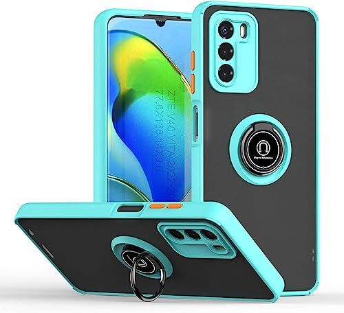 SEAHAI Hülle für Oppo A16 / Oppo A16s / Oppo A54s, Mattiert Durchscheinend Hart PC Zurück und Weich TPU Silikon Doppelter Schutzhülle Stoßfest Handyhülle mit 360 Grad Ring Ständer, Himmelblau