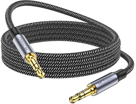 MOSWAG 10M Cavo jack audio da 3,5 mm a cavo Aux da 3,5 mm Cavo da maschio a maschio Cavo jack stereo intrecciato in nylon per telefoni, cuffie, altoparlanti, tablet, PC, lettori musicali e altro