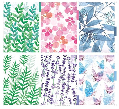 CLKE 6 x A5 Plastic Dividers with 6 Holes, A5 Separation Sheets, 6 Styles of Decoration of Flowers, Herbs, Leaves, for Notebook, Files