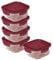 LocknLock Eco Ovenglass Glass Food Containers with Lids Set of 5 - Airtight, Leakproof Square Food Storage Containers with Recycled Plastic Lids, Oven Safe, Dishwasher Safe, 5 x 500ml