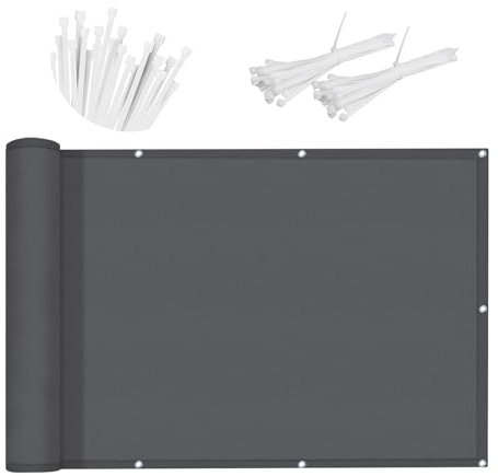 SUNNY GUARD Taille Personnalisée Brise Vue Balcon 100x400cm Cache Vue Balcon,Protection UV,Coupe-Vent et Imperméable,pour Terrasse Jardin Balcon Patio,avec Attaches de câble,Anthracite