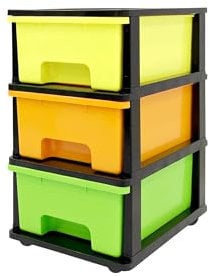 ABBAware Plastic Drawers Storage Unit, With Wheels, 3 x 17L Drawers Dresser Tower, Storage Drawers, Toy Organizer for Home, School, Nursery Playroom, Kindergarten, Candy Coloured, Multicolour