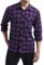 HISDERN Camicia in Flanella Camicia Scozzese a Quadri a Maniche Lunghe Camicie abbottonate Tartan per Uomo Viola/Nero 3XL