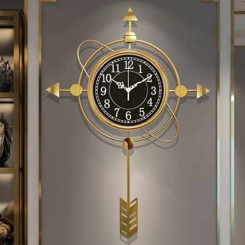 GERHWASH Wanduhr Groß, Wanduhren Modern Wohnzimmer Wanduhr Geräuschlos 77 × 53cm Europäischen Stil Wanduhr Vintage für Schlafzimmer Küche Esszimmer Dekorative