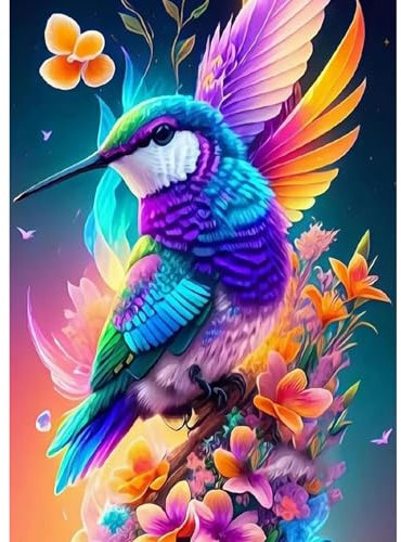 DAERLE Diamond Painting Kolibri, Diamond Painting Kinder, Diamant Painting Bilder Vogel Blume, DIY Diamant Vollbild, Malen Nach Zahlen Erwachsene, 5D Diamant Painting für Wand Dekoration 30x40cm
